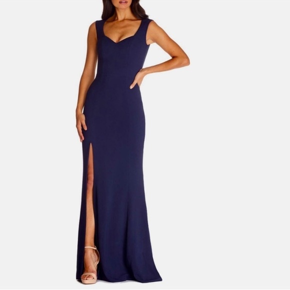 NWOT Dress The Population Midnight Blue Monroe Side Slit Gown sz L - Picture 4 of 9